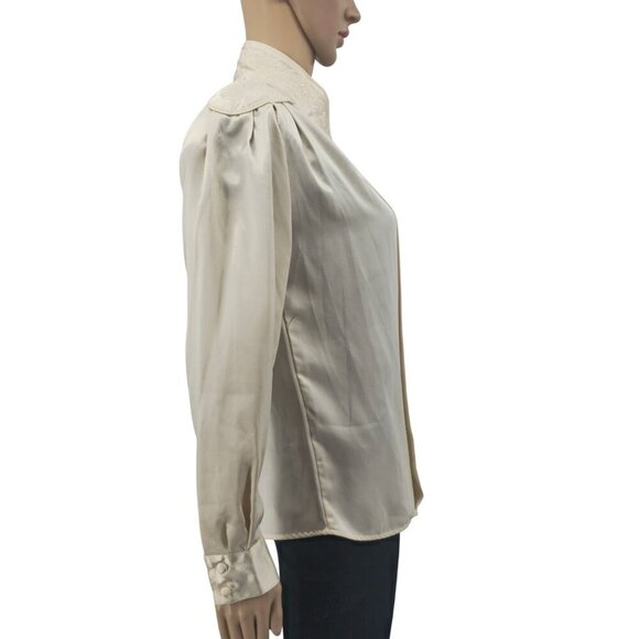 Vintage Cream Potamac Collection  High-Neck Blouse, Women's 10 - Picture 2 of 9